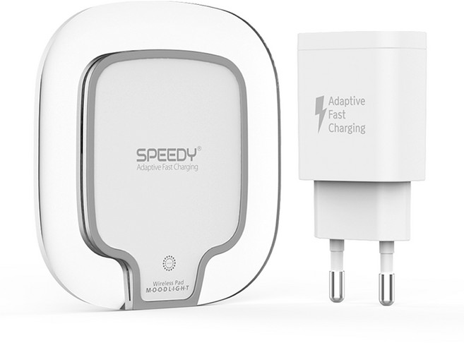 스피디 무드등 고속 무선 충전 패드 + 9V 고속 충전기 어댑터 + 5핀 케이블 세트, WHITE, 1세트