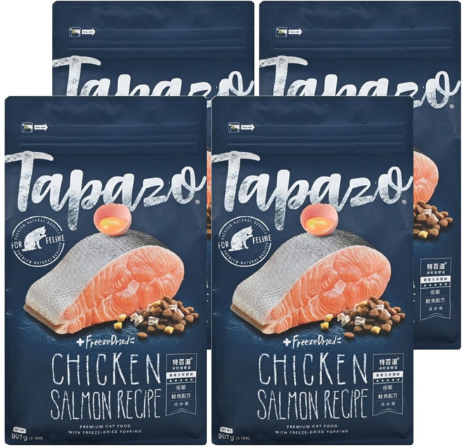 Tapazo 特百滋 成幼貓用 凍乾雙饗宴 低敏配方乾糧, 鮭魚, 907g, 4包