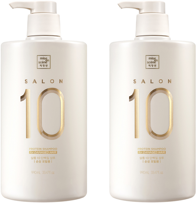 미쟝센 살롱 10 단백질 샴푸 손상 모발용, 990ml, 2개