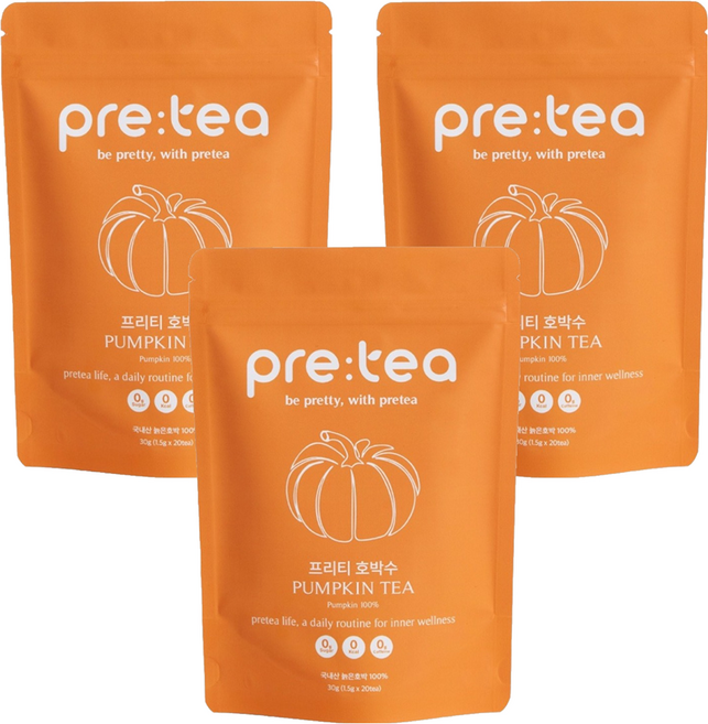 프리티 호박수 티백, 1.5g, 20개입, 3개