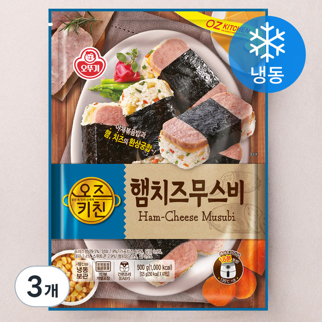 오뚜기 오즈키친 햄치즈무스비 (냉동), 500g, 3개