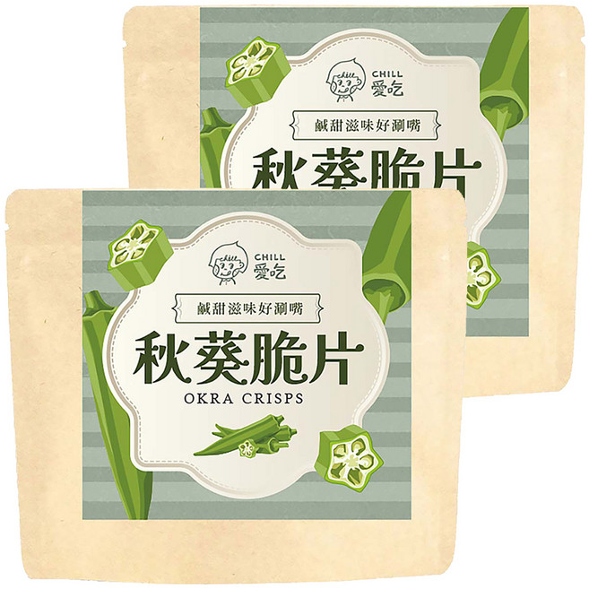 CHILL 愛吃 秋葵脆片, 40g, 2個