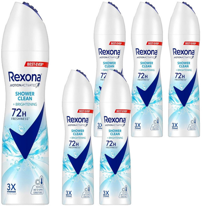 Rexona 蕊娜 制汗爽身噴霧 沐浴淨亮, 135ml, 6瓶