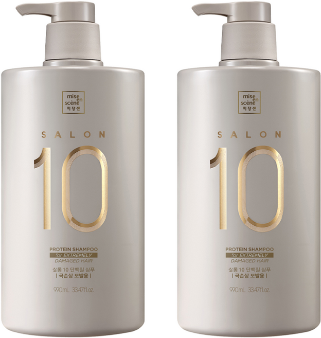 미쟝센 살롱 10 단백질 샴푸 극손상 모발용, 990ml, 2개