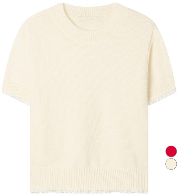 Roem 女款袖口荷葉邊短袖套頭衫