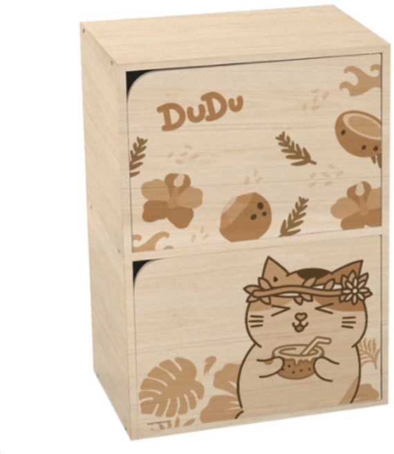 收納王妃 黃阿瑪 二層單色木櫃 椰子小花, 淺木紋