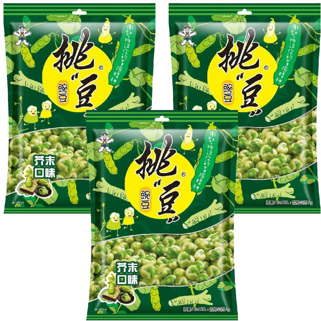 旺旺 挑豆 豌豆芥末口味, 3包, 220g