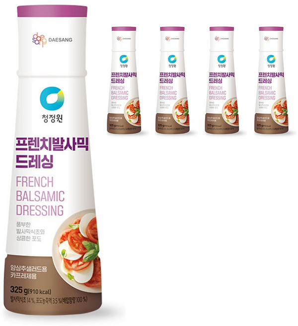 청정원 프렌치 발사믹 드레싱 소스, 325g, 5개