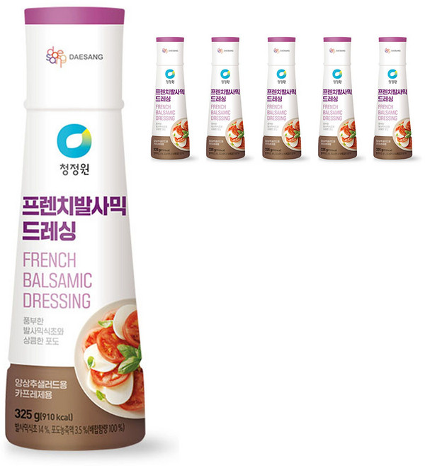 청정원 프렌치 발사믹 드레싱 소스, 325g, 6개