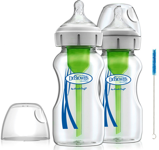닥터브라운 와이드넥 옵션스 플러스 유리 젖병 2p, 혼합색상, 270ml, 1개