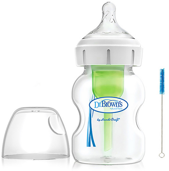 닥터브라운 와이드넥 옵션스플러스 PP 젖병 본품, 혼합색상, 150ml, 1개