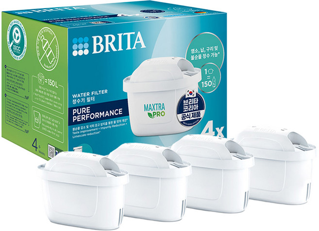 브리타 정수기 필터 막스트라 프로 퓨어 퍼포먼스 4입, 1세트