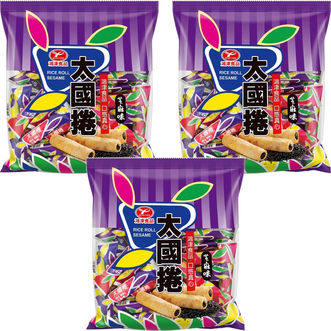 鴻津 太國捲 芝麻味, 350g, 3袋