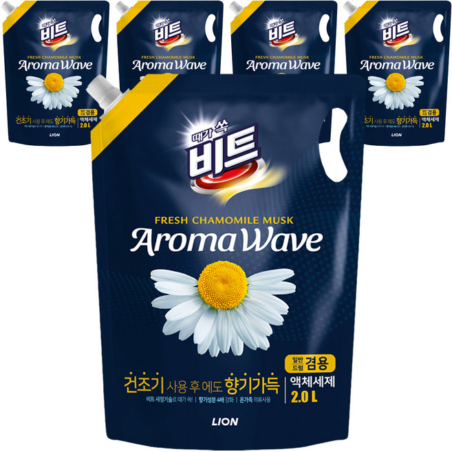 비트 아로마웨이브 일반 드럼 겸용 리필 카모마일향, 2L, 5개