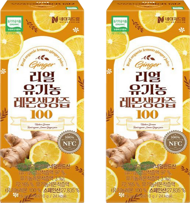 네이처드림 리얼 유기농 레몬생강즙 100, 210g, 2개