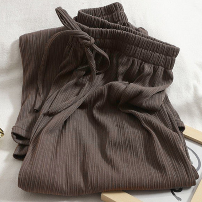 아이캔심플 여성용 구김없는 플리츠 와이드핏 밴딩 팬츠