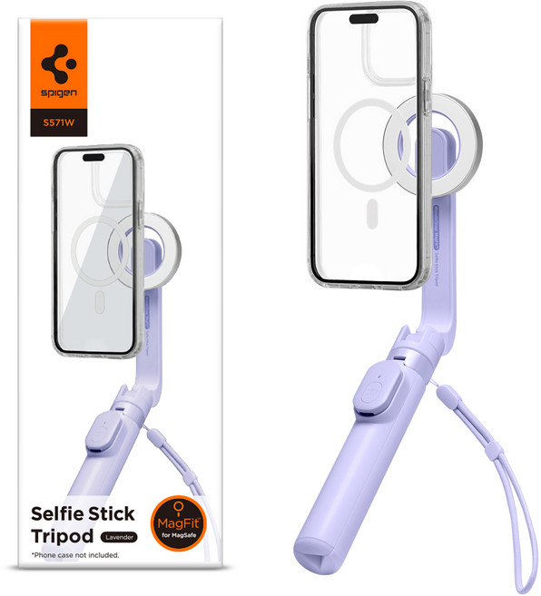 슈피겐 맥세이프 미니 블루투스 셀카봉 삼각대 원더스냅 맥핏, S571W(AMP07658), 라벤더, 1개