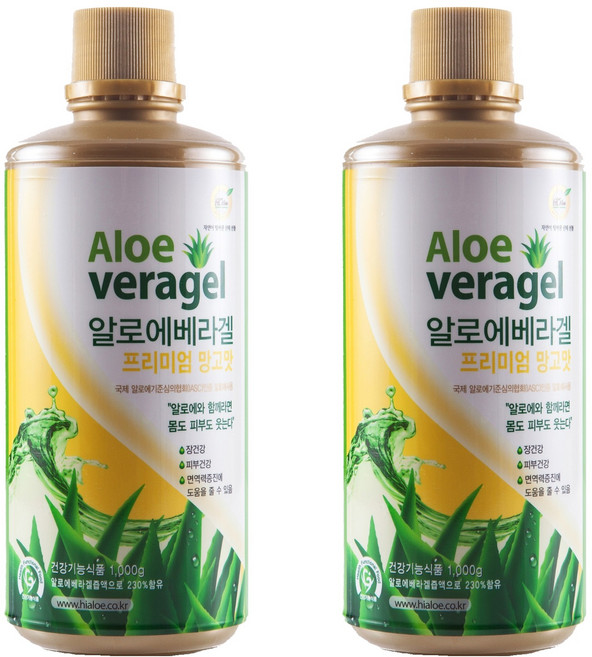 하이알로에 베라겔 프리미엄 망고맛, 2개, 1kg