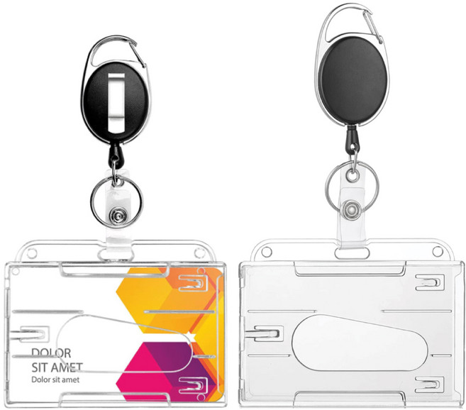 구디파이 가로형 사원증 ID 카드 홀더, 투명, 2개