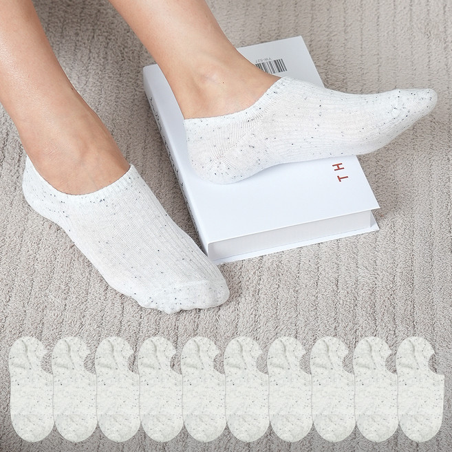 NO DESIGN 女款 Sprinkle 亮點羅紋船型襪 10雙