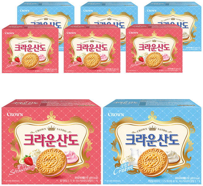 크라운산도 딸기 4p + 크림 4p, 161g, 8개