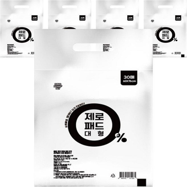 딩동펫 반려동물 제로 배변패드 무향, 30개입, 5개