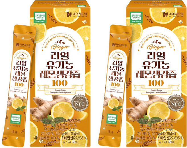 네이처드림 리얼 유기농 레몬생강즙 100, 210g, 2개