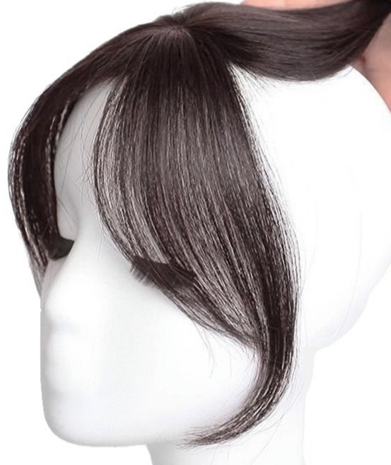 벨르슈브 자연스러운 3D 여신앞머리 인모 정수리 커버 가발, 다크브라운, 1개