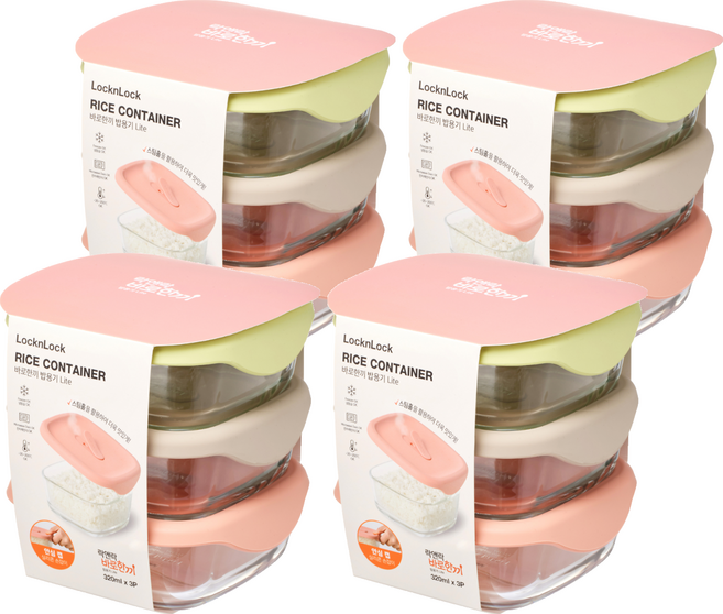 락앤락 바로한끼 밥용기 LITE 320ml x 3종 세트, 4개, 320ml(3P)