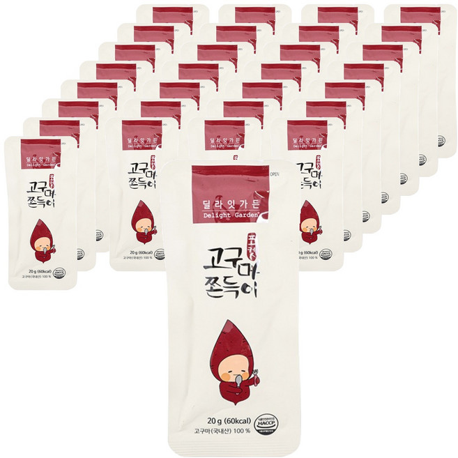 딜라잇가든 순수 고구마 쫀득이 오리지널, 20g, 30개