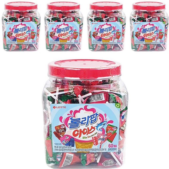 롯데웰푸드 롤리팝 아이스 캔디, 660g, 5개