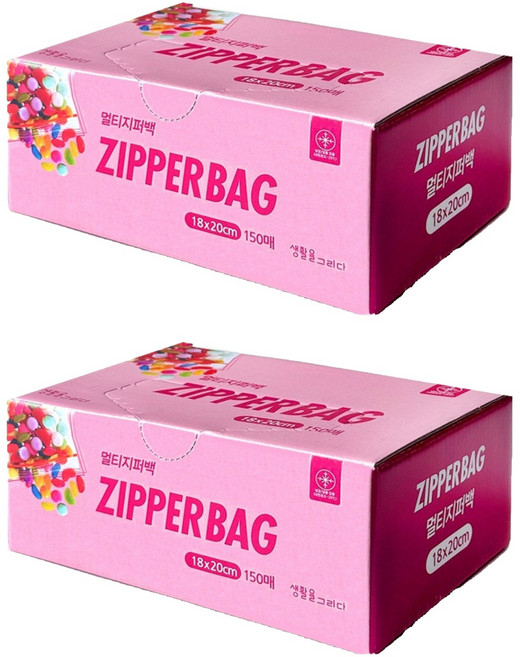 생활을그리다 다용도 투명지퍼백, 중(M), 150개입, 2개