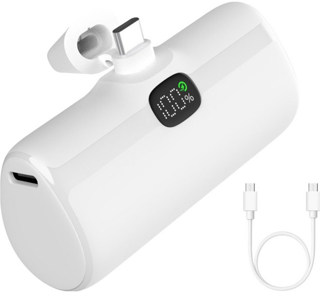 보바 고속충전 PD 금속 거치대 도킹형 보조배터리 20W 4800mAh C타입, 화이트, VA-102