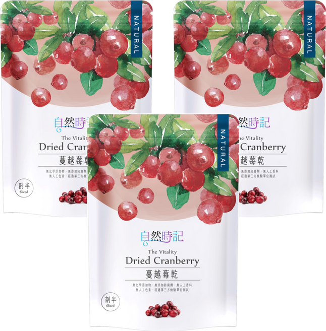 Nature Time 自然時記 蔓越莓乾 剖半, 250g, 3包