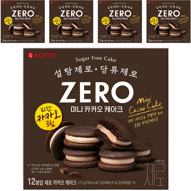 롯데제로 카카오 케이크, 171g, 5개