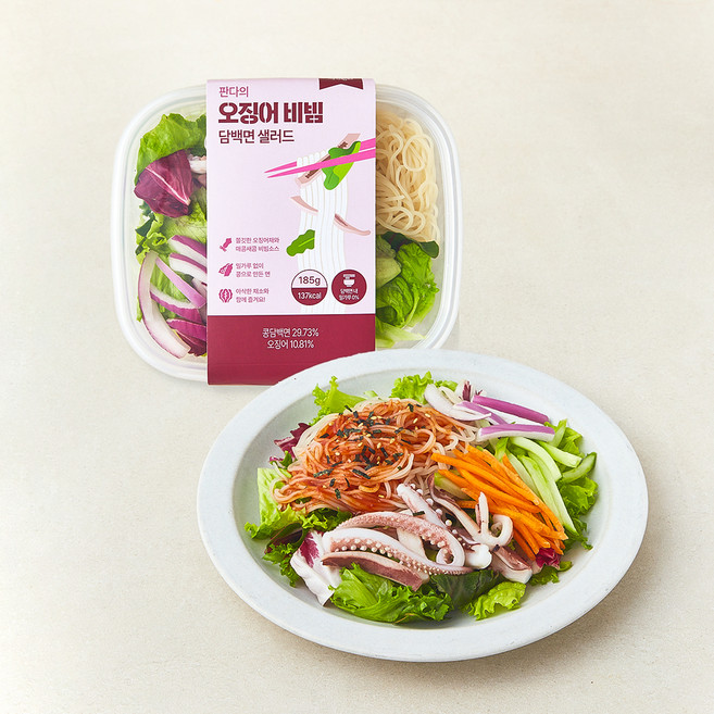 세끼판다 판다의 오징어 비빔 담백면 샐러드, 185g, 1개