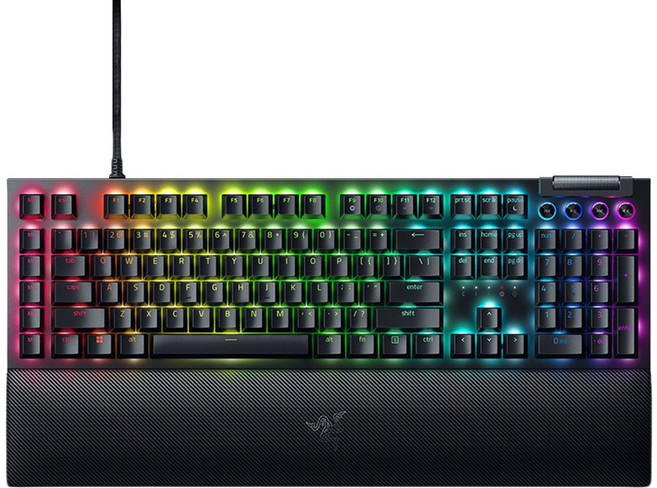 RAZER 雷蛇 黑寡婦蜘幻彩版V4 電競 Wired 鍵盤 黑色 黃軸 機械式 全尺寸