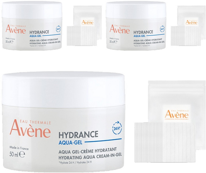 아벤느 이드랑스 아쿠아 크림 인 젤 수분크림 EX 50ml + 화장솜 20매, 3개
