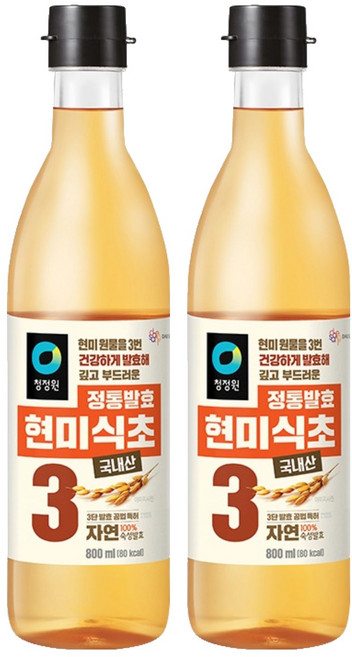 청정원 정통발효 현미 식초, 800ml, 2개
