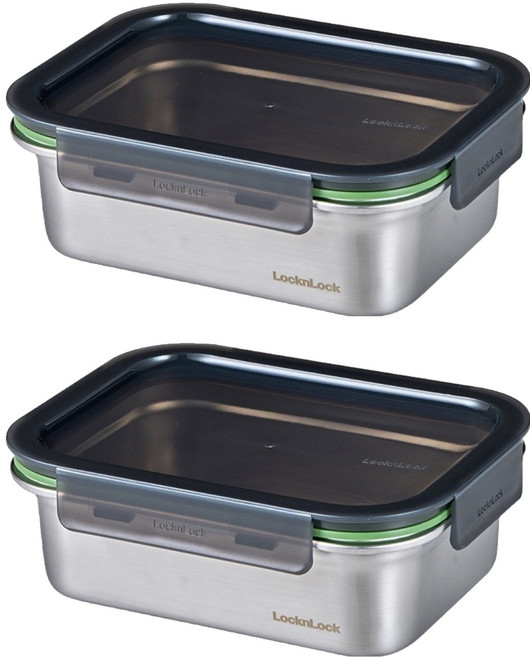 LocknLock 樂扣樂扣 Stackable 不鏽鋼保鮮盒 400ml, 2個, 盒身 + 上蓋