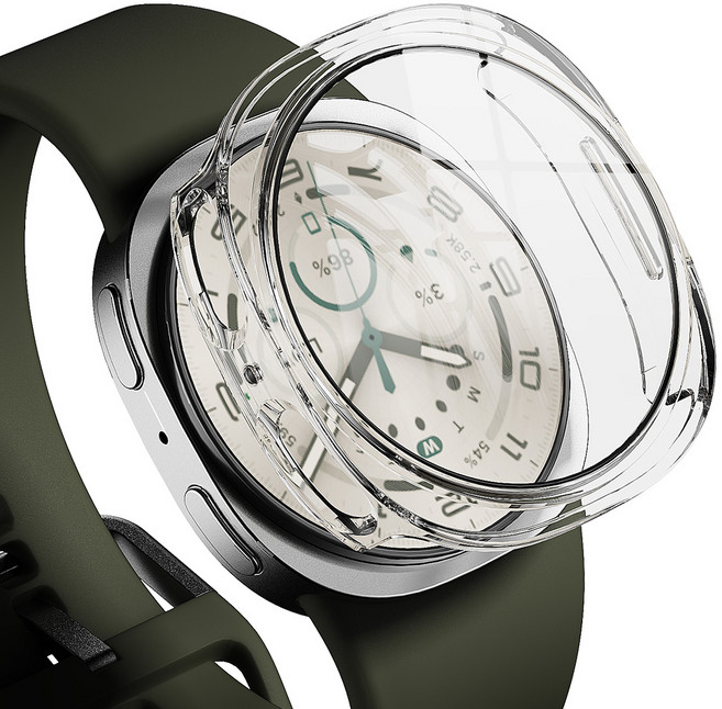 빅쏘 레빅스킨 풀커버 9H 강화유리 일체형 변색없는 초슬림 갤럭시워치 액정 보호 하드 케이스, 투명, 1개