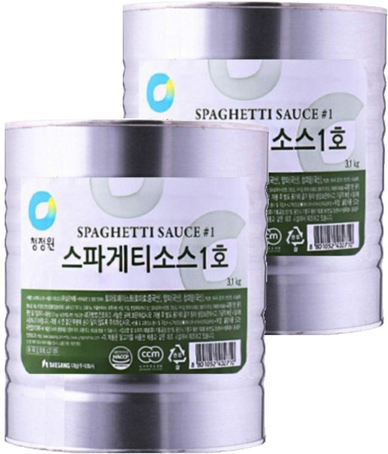 청정원 스파게티소스 1호, 3.1kg, 2개