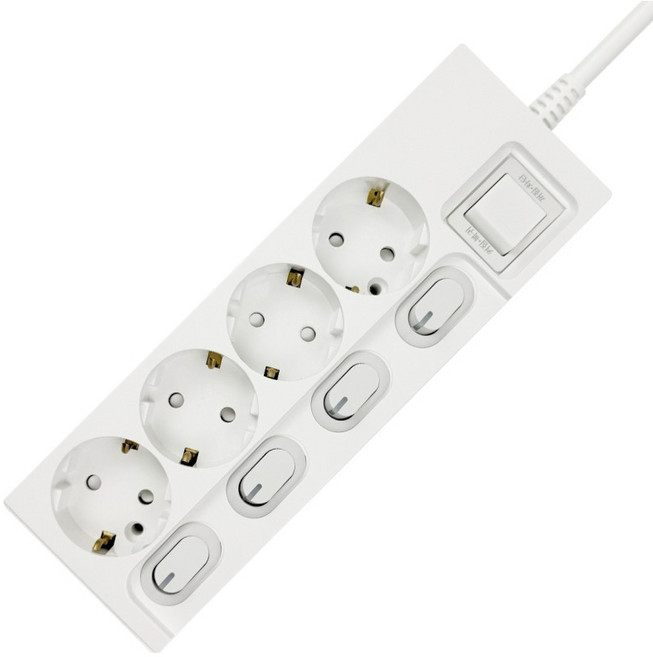 원스탑 이동형 멀티 콘센트 4구, 10m, 화이트, 1개
