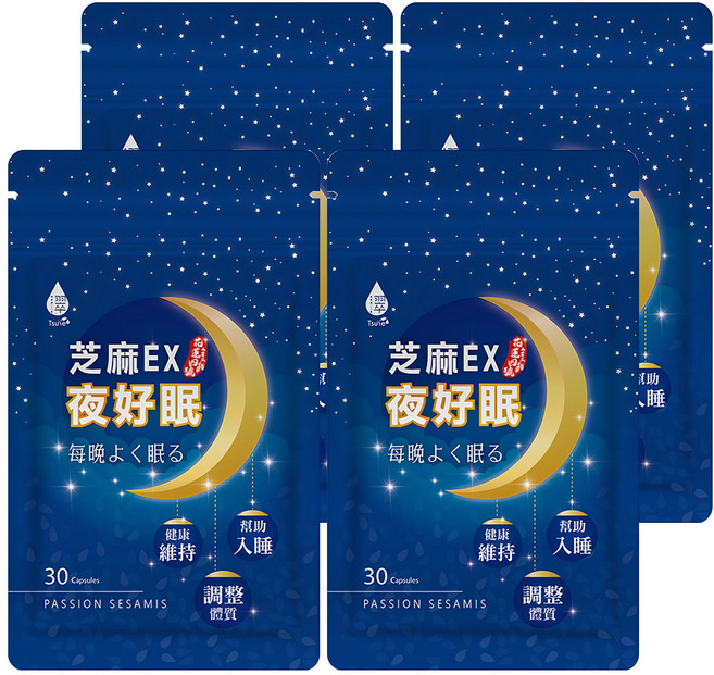 Tsuie 日濢 芝麻EX夜好眠膠囊, 500mg, 30顆, 4包