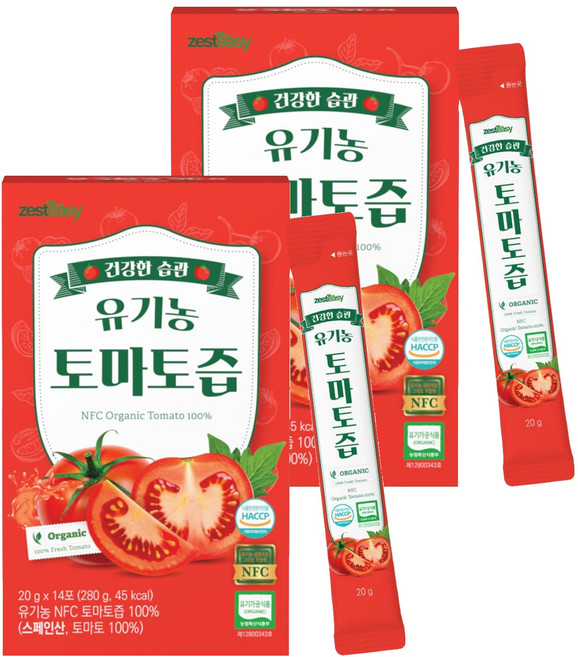 제스티지 NFC 유기농 토마토즙 스틱 14p, 280g, 2개