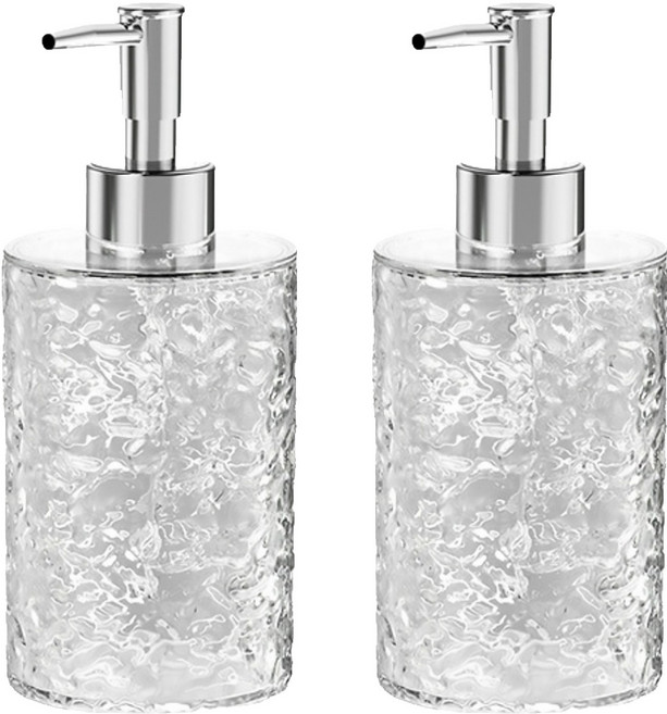 冰川紋分裝瓶 圓形 400ml, 2個, 透銀色