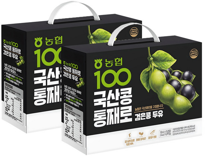 농협100 국산콩 통째로 검은콩 두유, 190ml, 48개