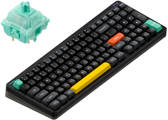 누피 저소음 블루투스 유무선겸용 기계식 키보드, 옵시디언 블랙, Halo96 V2(영문 각인), 민트축