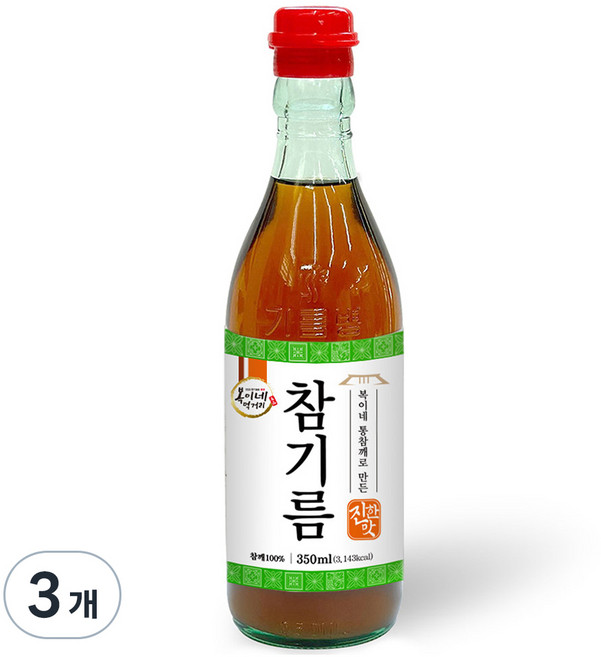 복이네먹거리 통깨로 만든 진한맛 참기름, 350ml, 3개