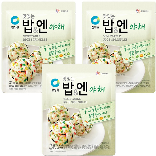 청정원 맛있는 밥 엔 야채 후리가케, 24g, 3개
